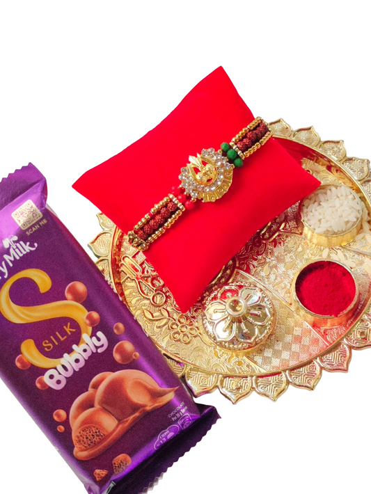 Premium Rakhi Gift Hamper with Chocolate & Thali