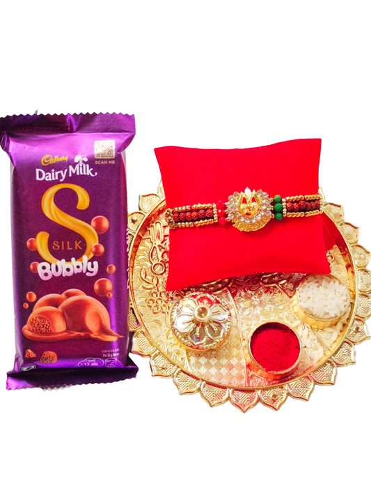 Premium Rakhi Gift Hamper with Chocolate & Thali
