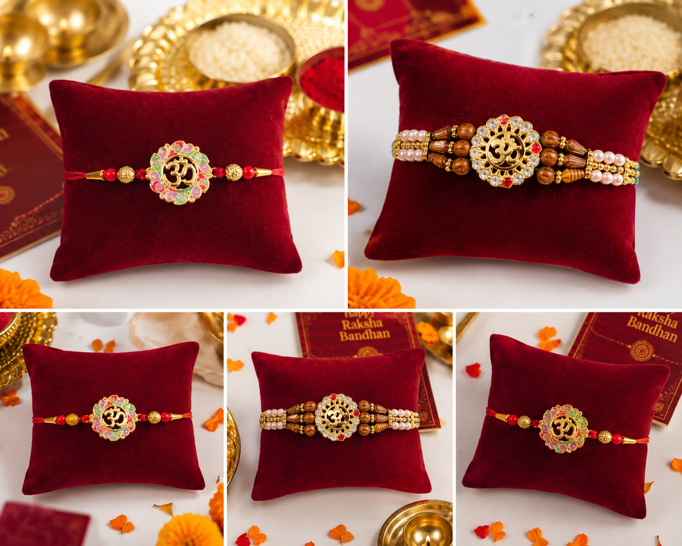 Hopedra Living Premium Rakhi Hamper with 2 Designer Rakhis, Bamboo Pooja Thali, Roli Chawal, Diya & Greeting Card | Raksha Bandhan Gift for Brother