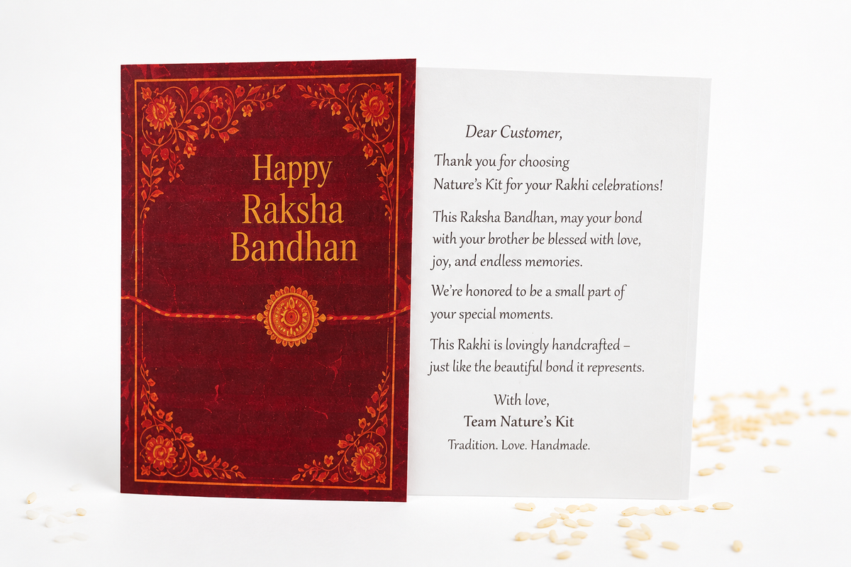 Premium Rakhi Hamper with 2 Designer Rakhis, Decorative Pooja Thali, Kumkum, Rice & Diya | Raksha Bandhan Gift for Brother | Hopedra Living