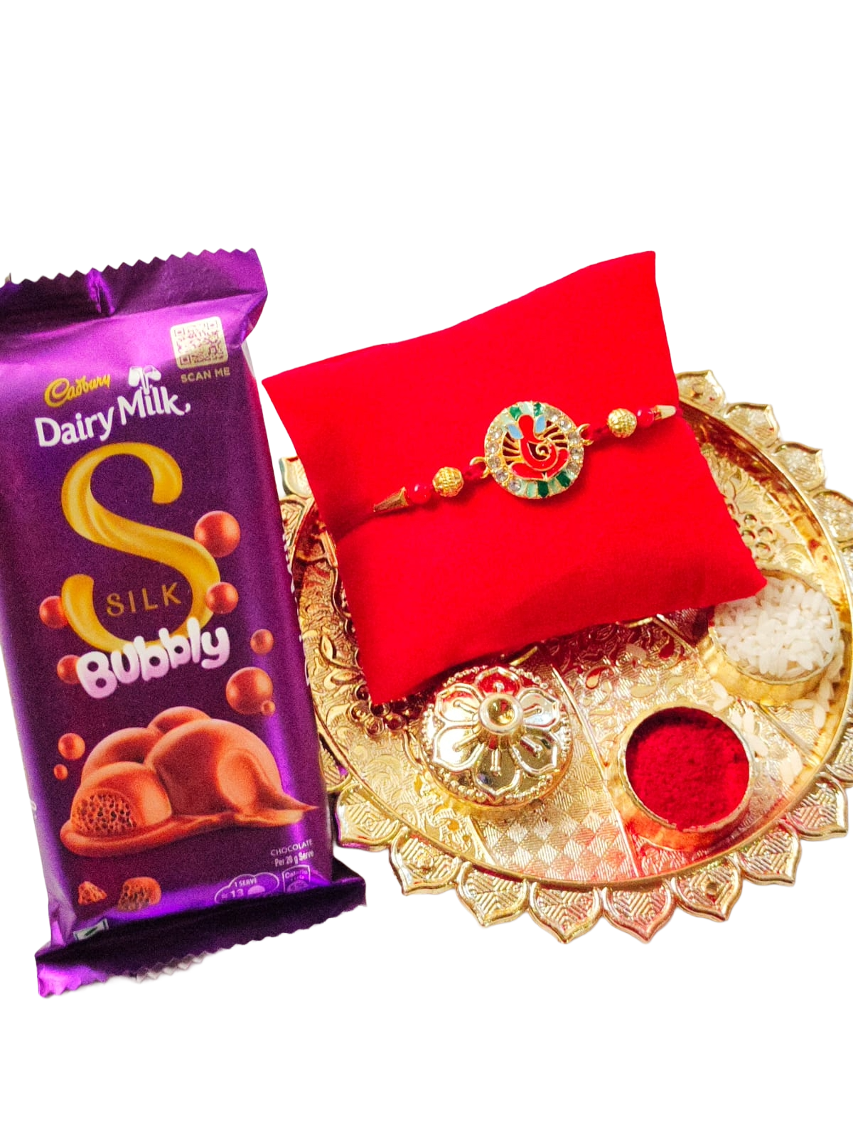 Designer  Ganesh Rakhi Gift Hamper with Chocolate & Puja Thali | Hopedra Living